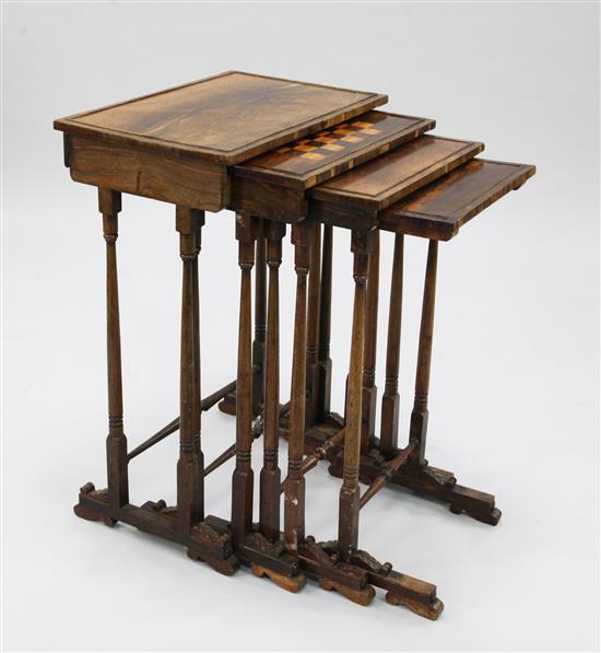 A set of Regency rosewood quartetto tables, W.1ft 7in.